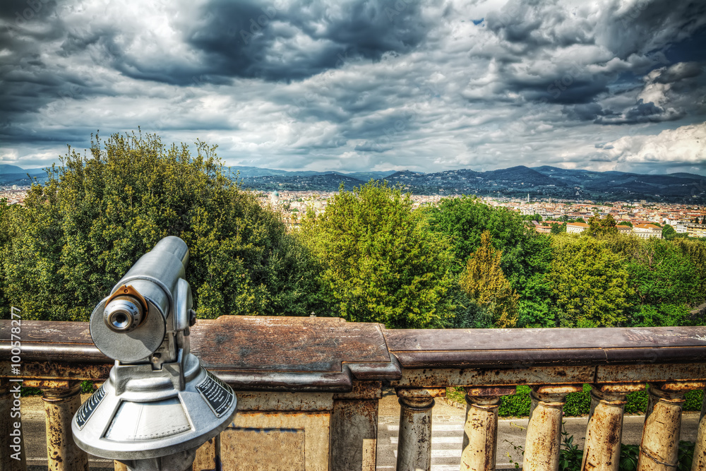 binoculars on a belvedere in Florence binoculars on a belvedere in Florence