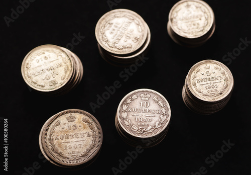 Silver coins of imperial Russia photo