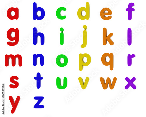 Fridge Magnet Lowercase Alphabet Letters Isolated on White