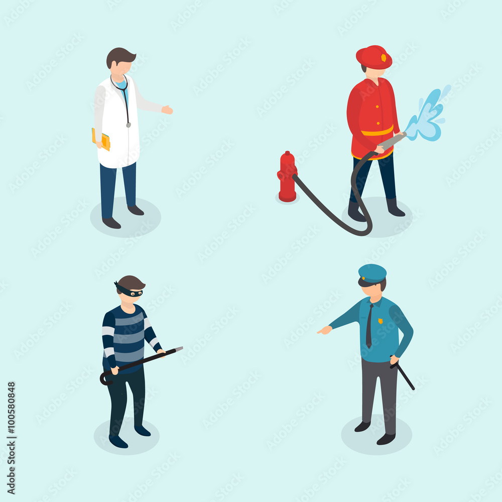 Profession people. Doctor, fireman, policeman Profession people. Doctor, fireman, policeman