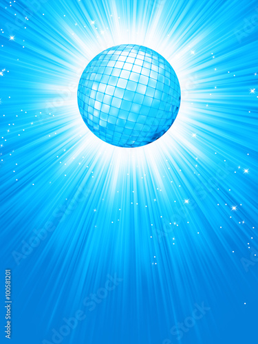 Blue disco rays with stars. EPS 8