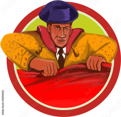 Matador Cape Front Circle Watercolor