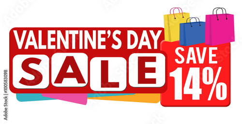 Valentines day sale banner or label