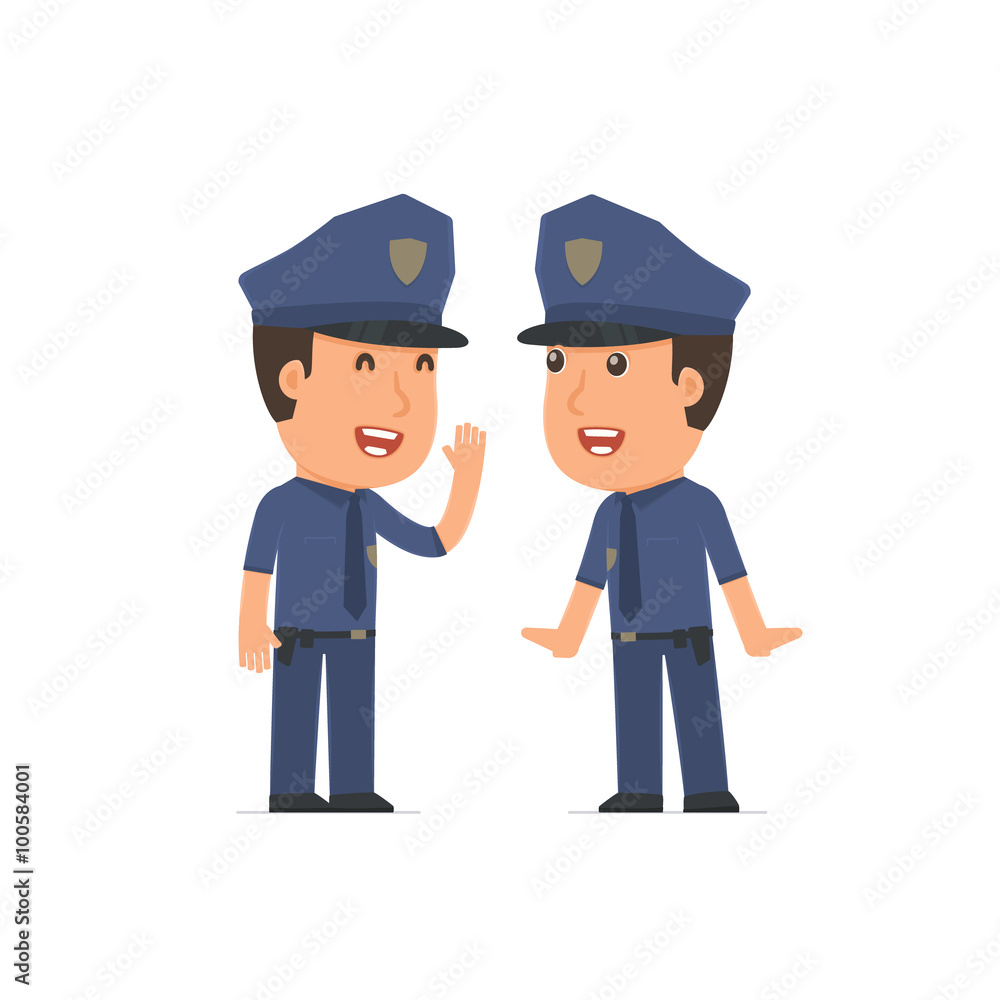 Cunning Character Officer gossiping and telling secret to his fr Cunning Character Officer gossiping and telling secret to his fr