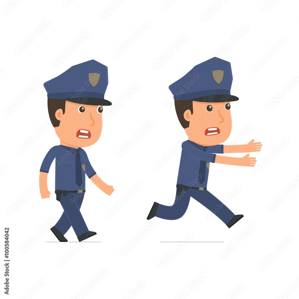 Angry and Frightened Character Officer goes and runs Angry and Frightened Character Officer goes and runs