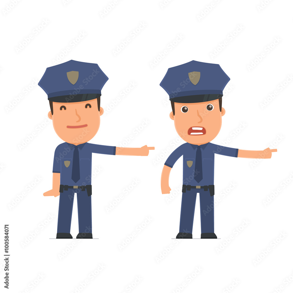 Happy and Angry Character Officer making presentation using his Happy and Angry Character Officer making presentation using his