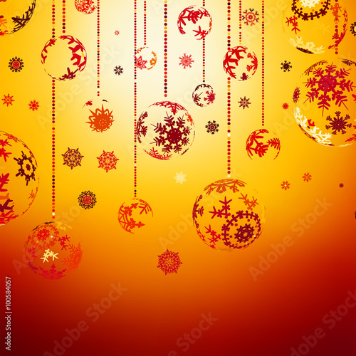 Elegant Christmas with gold balls. EPS 8