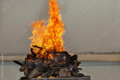 Fire in burning ghat photo
