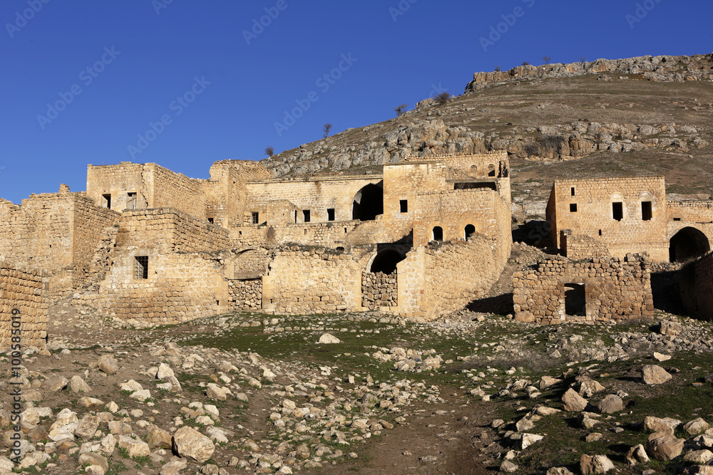 Abandoned village in Mardin province in Turkey