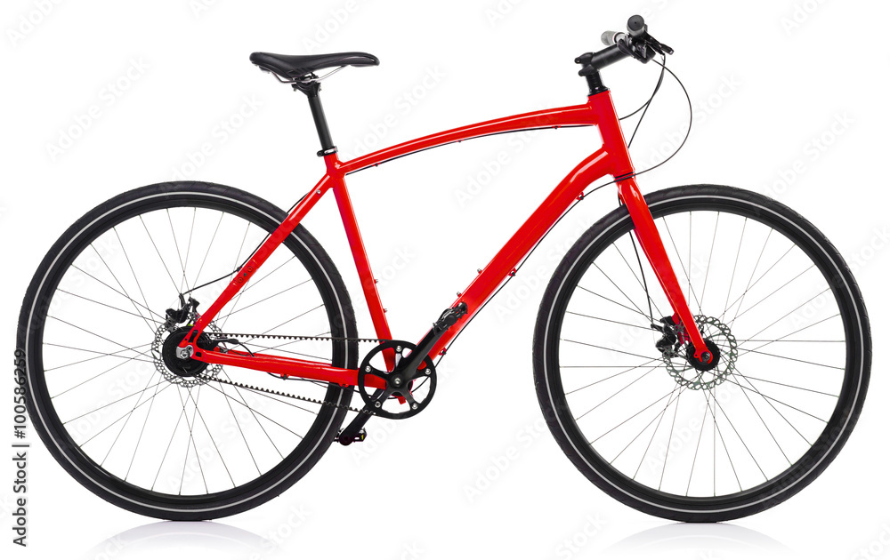 New red bicycle isolated on a white