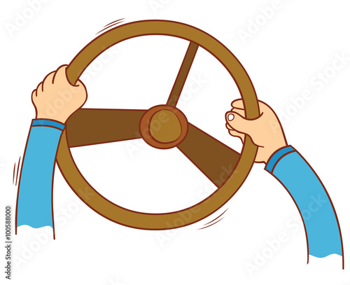 hand holding steering wheel