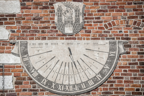 Obraz na płótnie Sandomierz, town in Poland. Old town hall sundial. w salonie