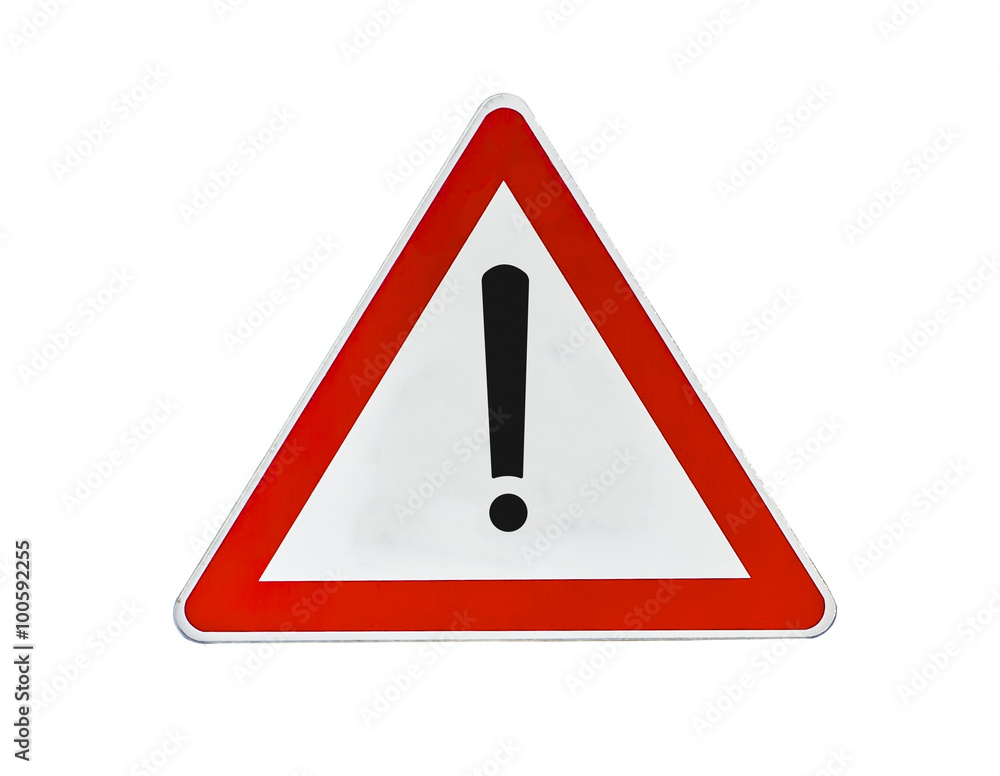 Warning attention problem glossy road sign Warning attention problem glossy road sign