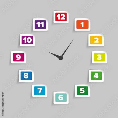 Clock number set. Vector label