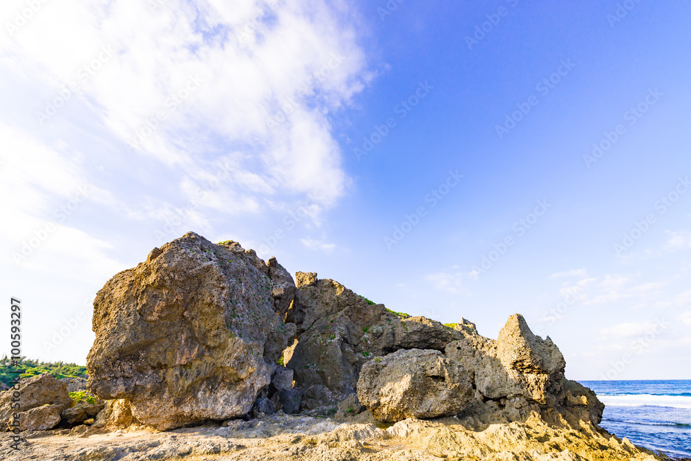 Rock, cliff, landscape. Okinawa, Japan.