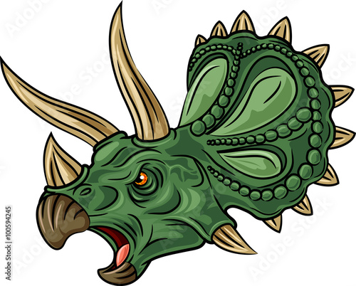 Illustration of angry triceratops isolated on white background