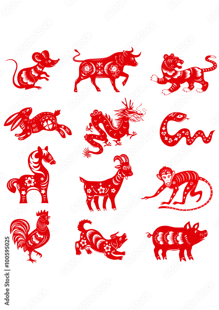 Fototapeta 12 chińskich symboli horoskopu