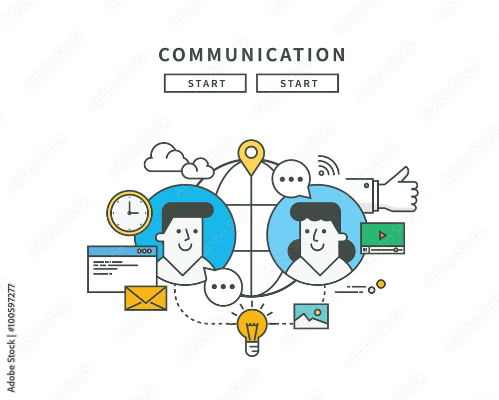 simple line flat design of communication, modern vector illustration