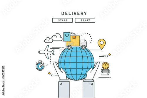 simple line flat design of delivery , modern vector illustration