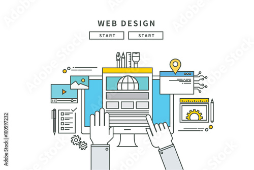 simple line flat design of web design, modern vector illustration