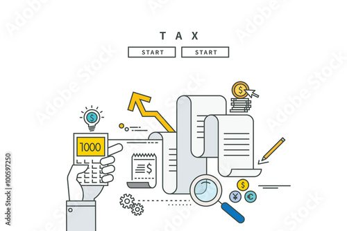 simple line flat design of tax, modern vector illustration