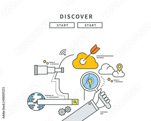 simple line flat design of discover idea, modern vector illustration