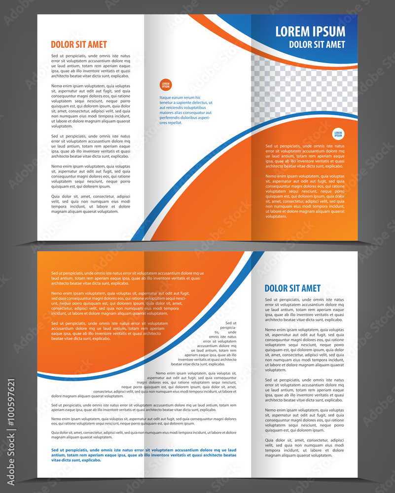 Vector empty tri-fold brochure print template design, trifold bright booklet or flyer Vector empty tri-fold brochure print template design, trifold bright booklet or flyer