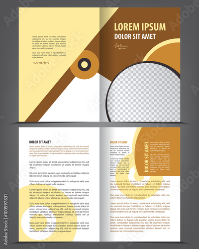 Vector empty bi-fold brochure print template design, newsletter booklet layout