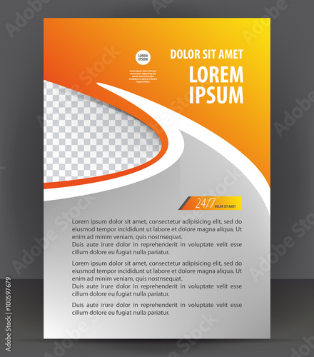 Magazine, flyer, brochure, cover layout design print template, orange & yellow