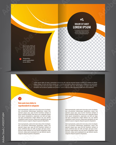 Vector empty bi-fold brochure print template design, newsletter booklet layout
