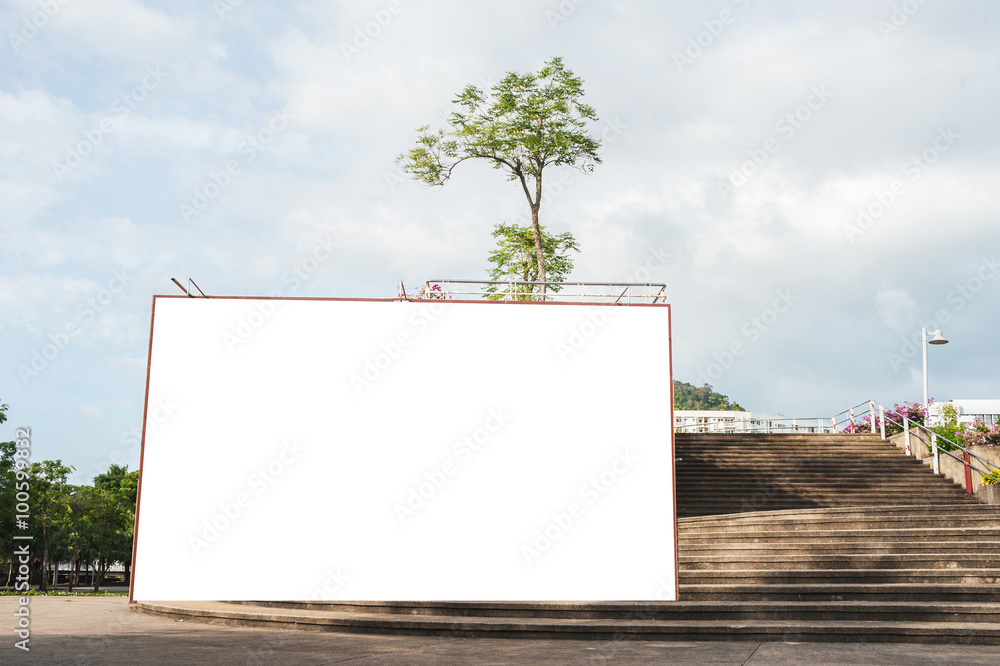 Blank advertising billboard in the park Blank advertising billboard in the park