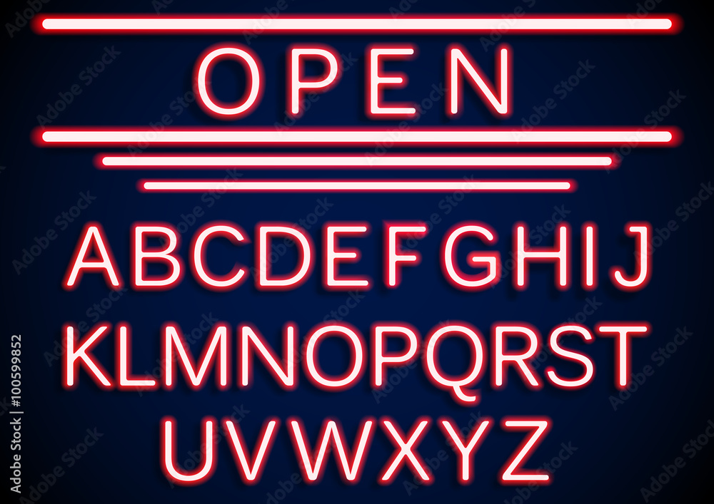 Fototapeta premium Set retro neon open signs background