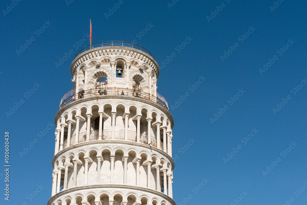 Leaning tower in Pisa, blurred on face of people