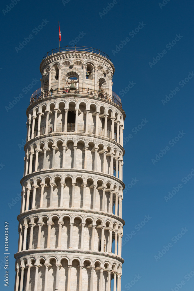 Leaning tower in Pisa, blurred on face of people