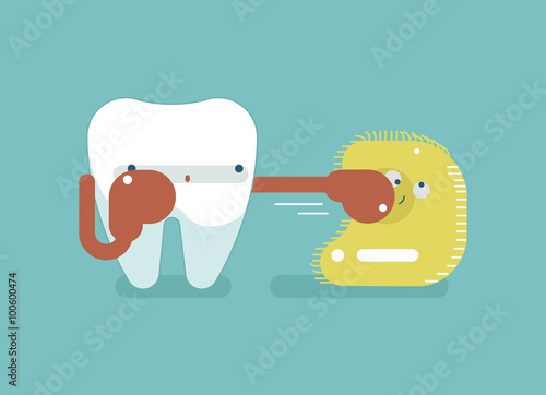 Boxing for protect tooth ,dental concept