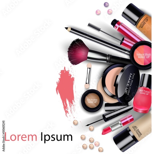 Sets of cosmetics on isolated background