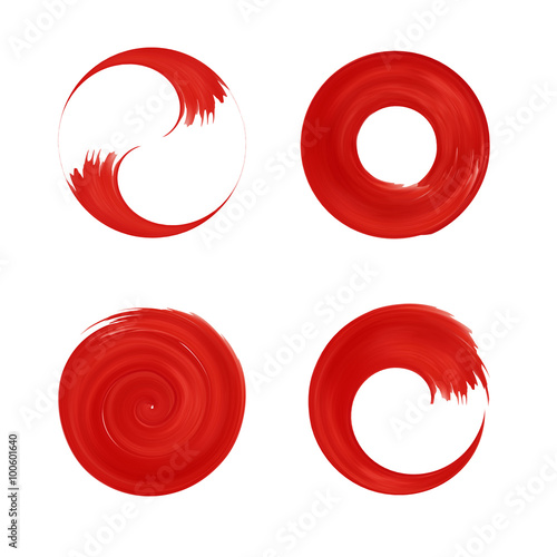 Set of red round element for design