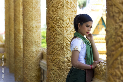 Traditional Dressed Girl in Temple