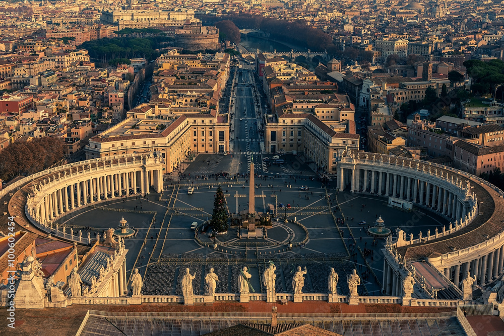 Aerial view of Vatican City and Rome, Italy