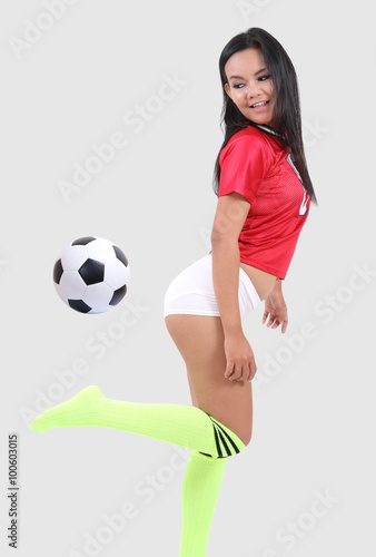 Woman and football