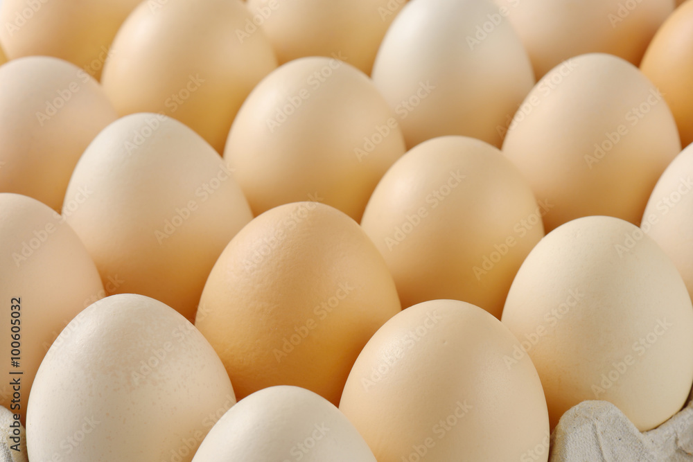 fresh eggs in a tray