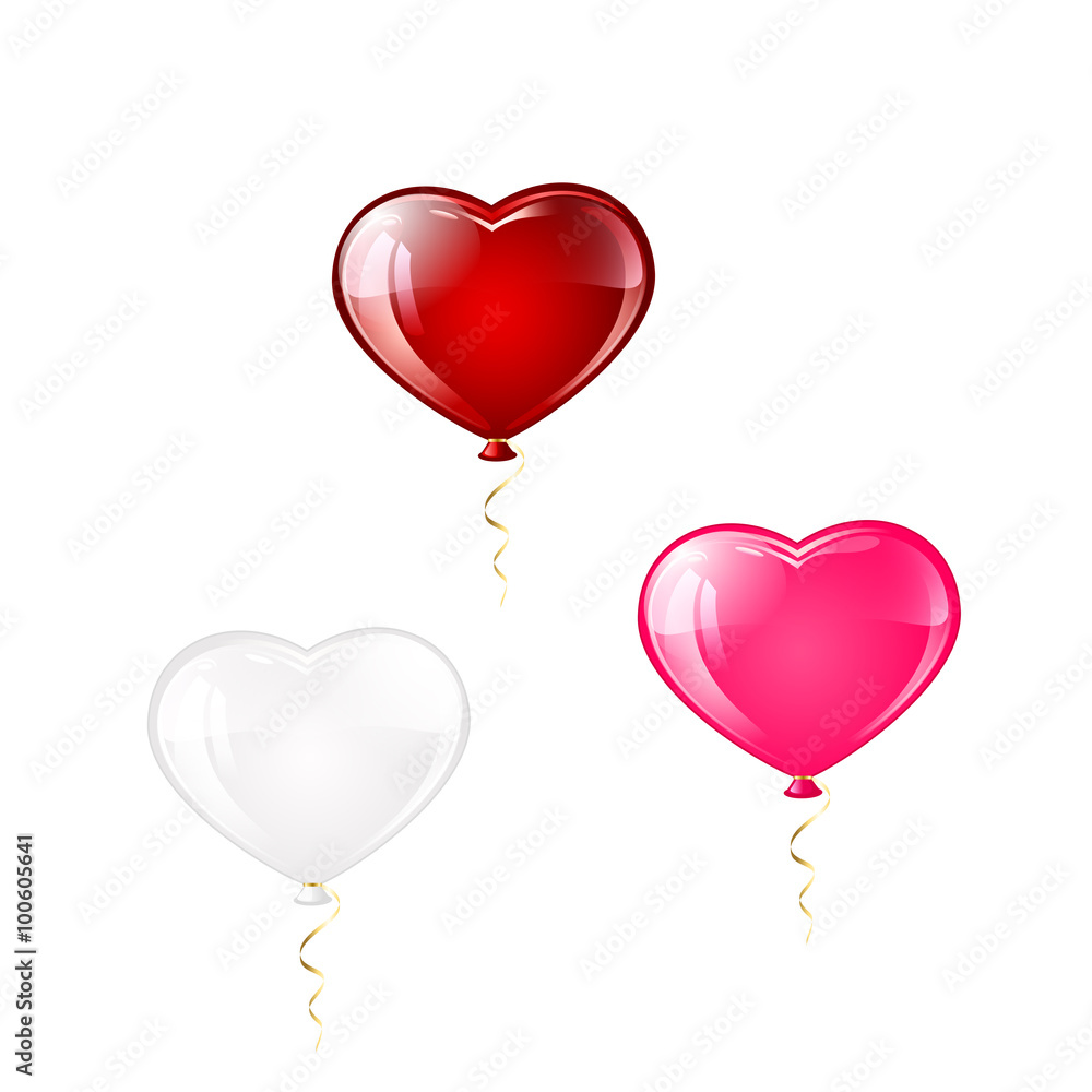 Three balloons in the form of hearts
