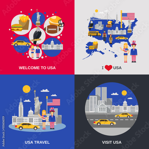 USA Culture 4 Flat Icons Square photo