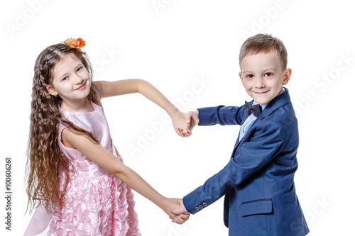 boy gives a girl flowers on the day of St . Valentine