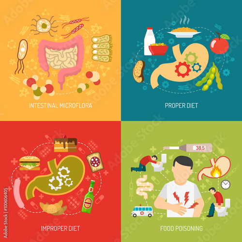  Digestion Concept Icons Set 