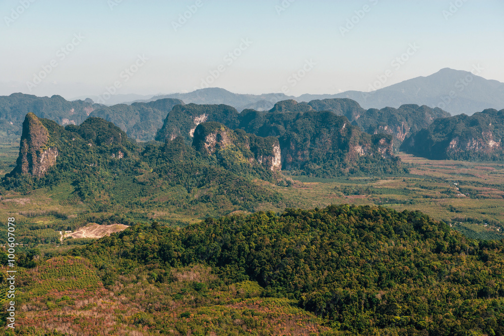 Landscape from view point on the mountain.  Krabi, Thailand