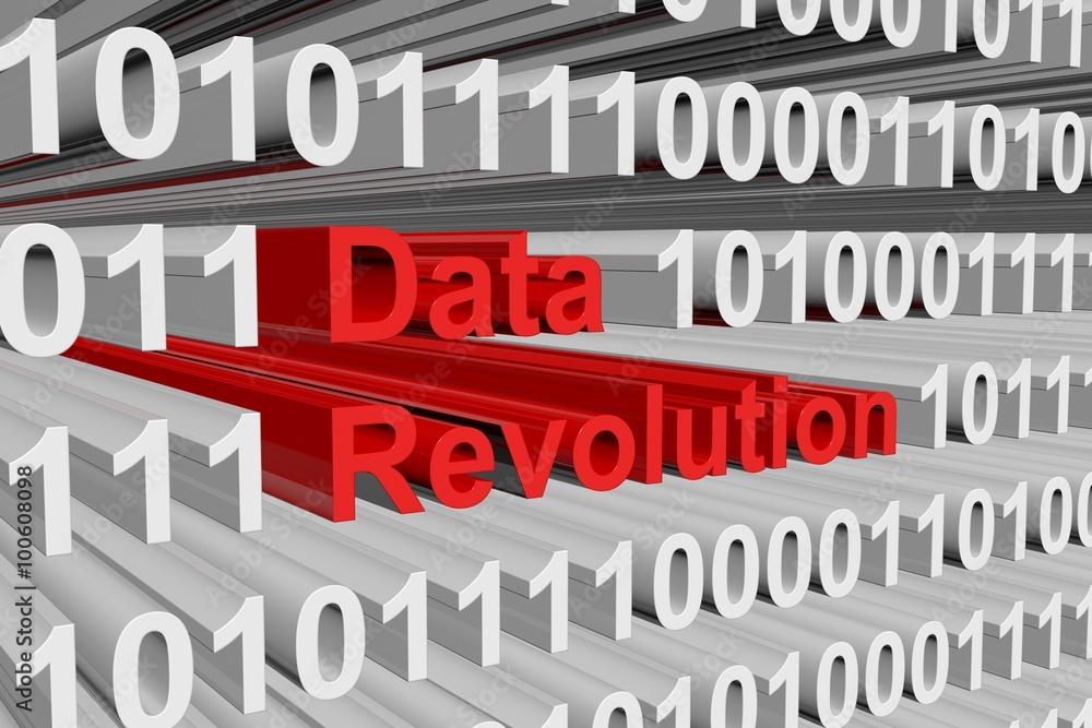 Data revolution is presented in the form of binary code