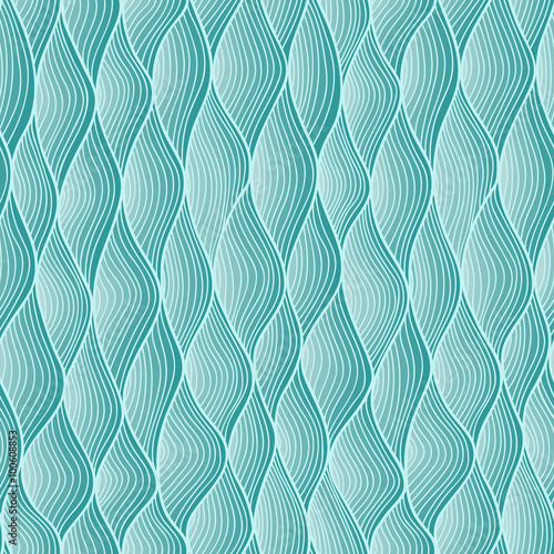 Blue abstract scale seamless hand-drawn pattern
