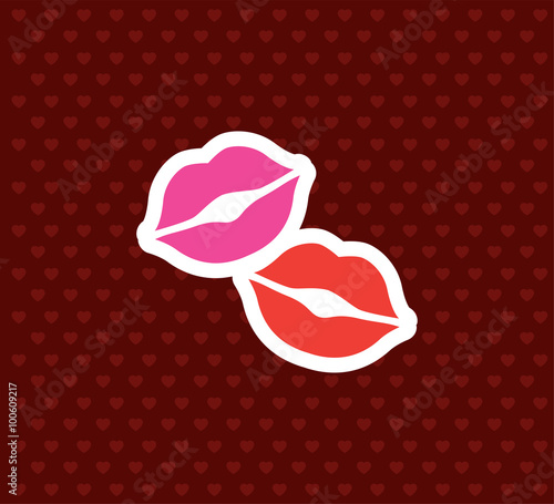 Kisses. Valentine`s Day Icon. Love Vector Illustration