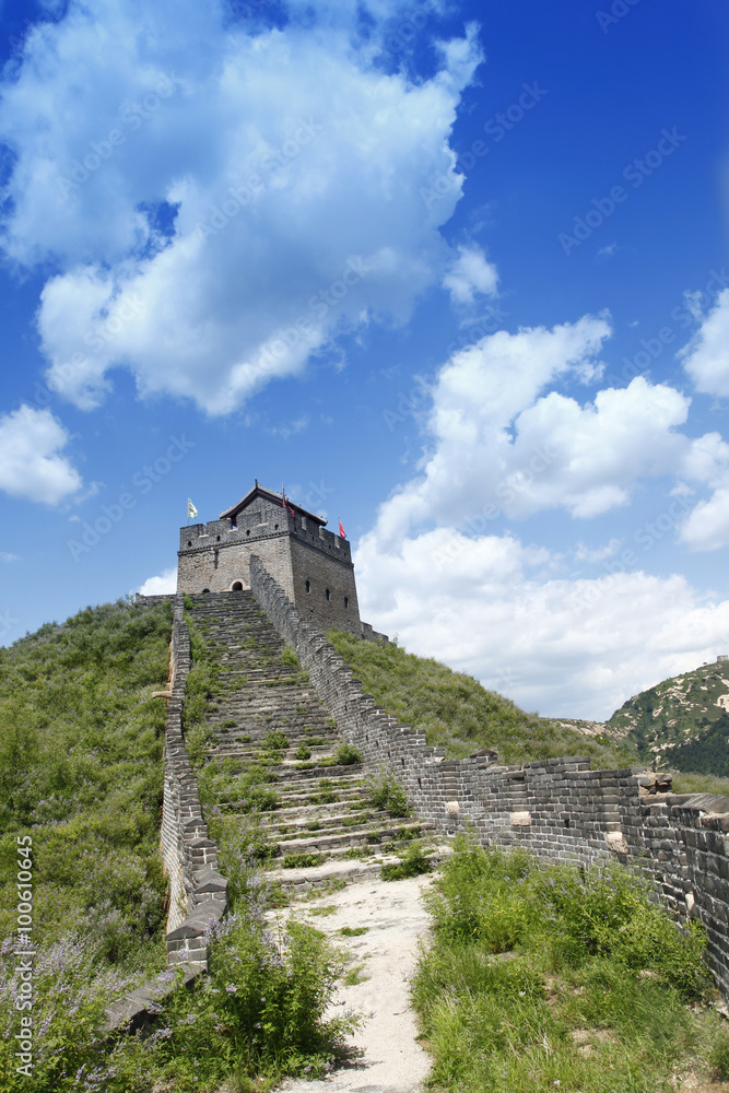 The Great Wall of China, under the blue sky white clouds